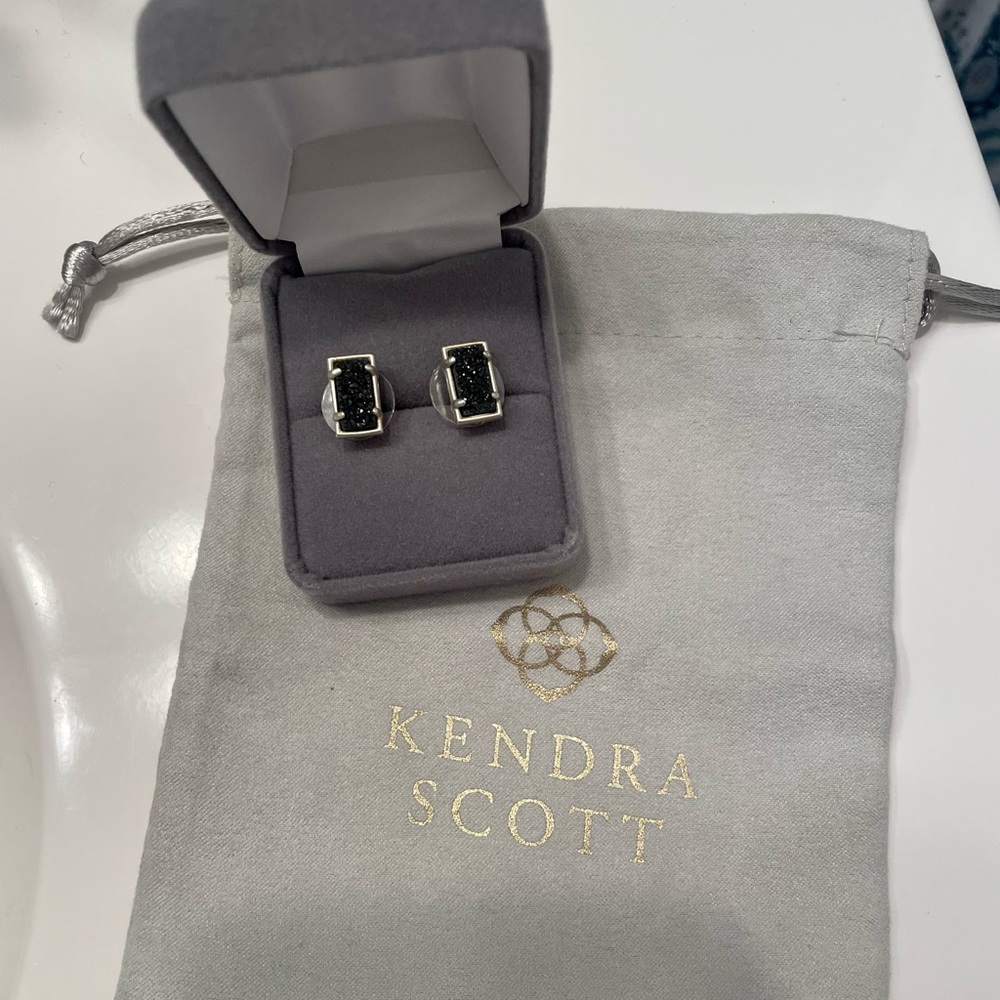 Kendra Scott Black Drusy Paola Stud Earrings